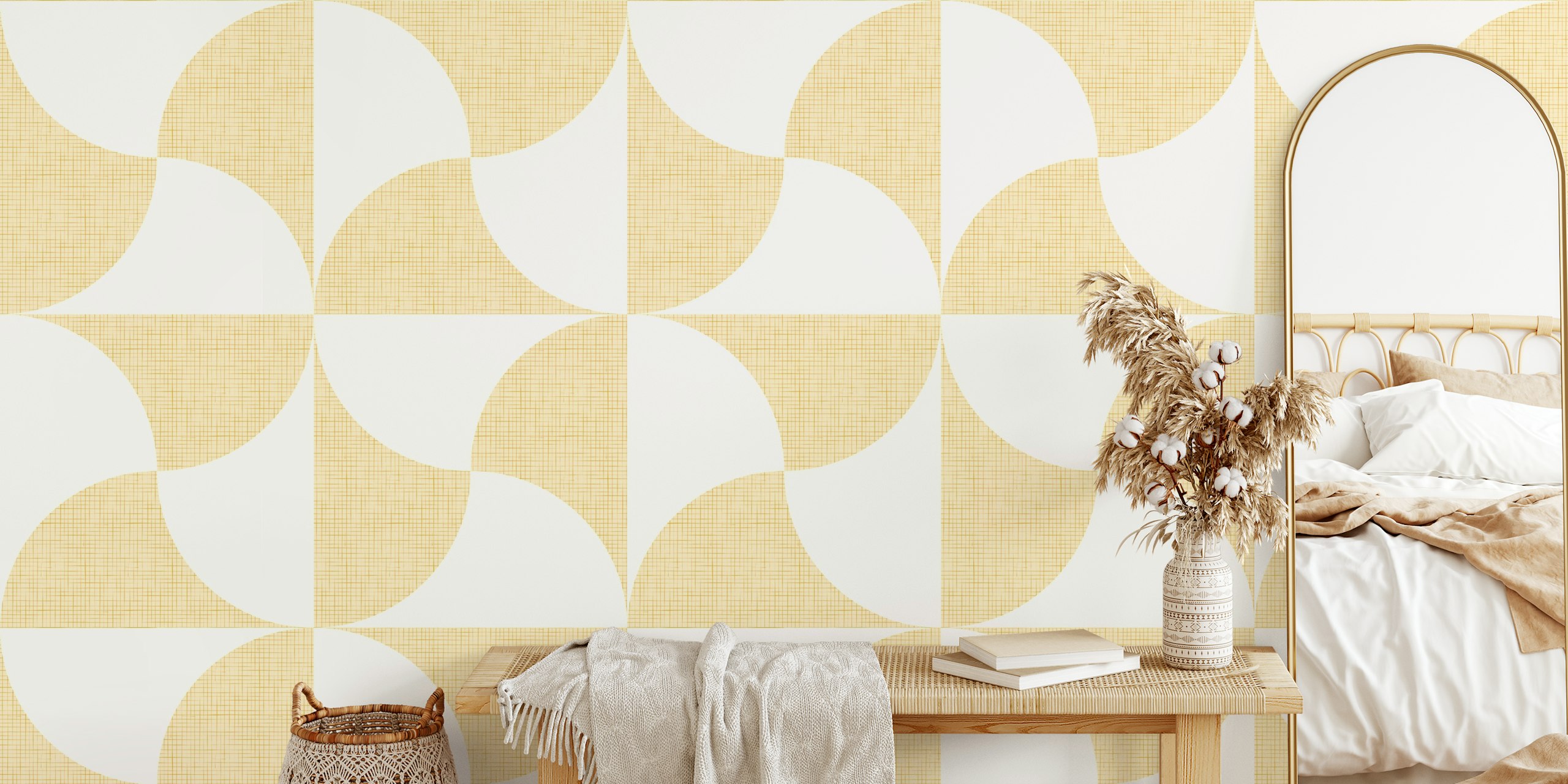 Papel de parede Mid-century tiles em um quarto