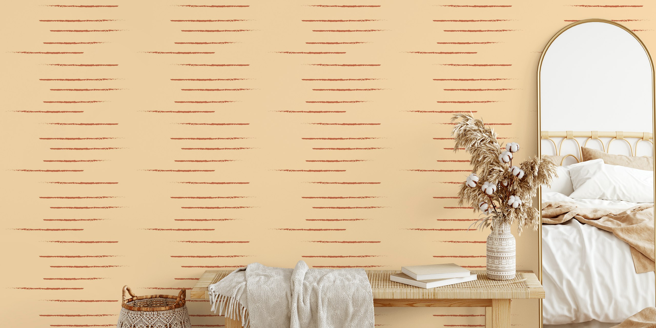 Warm Minimalism Stripe Tan Terracotta Wall Mural