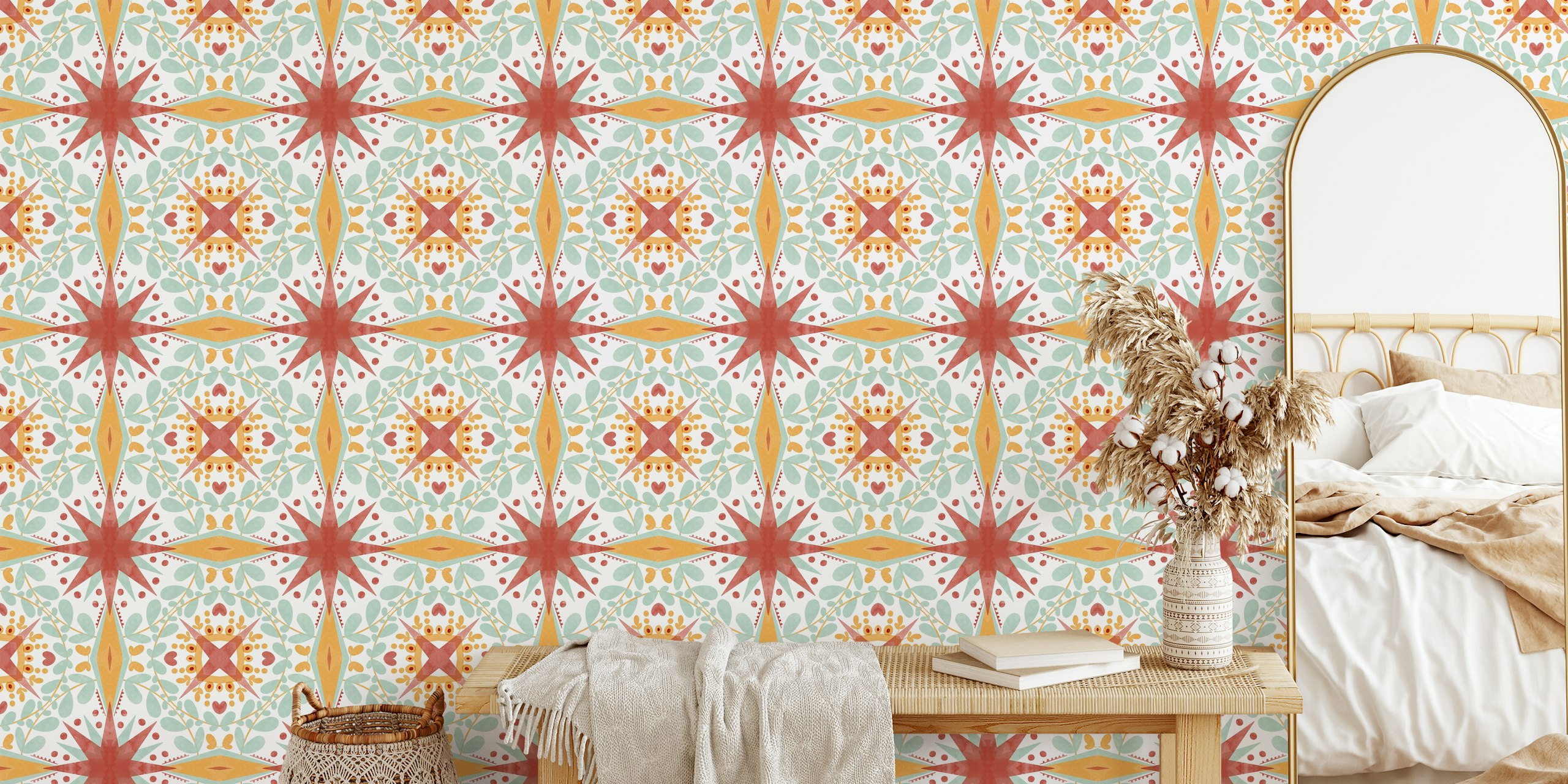 Modernes Nature Starry Tile C-Wandbild mit geometrischem Design und Erdtönen