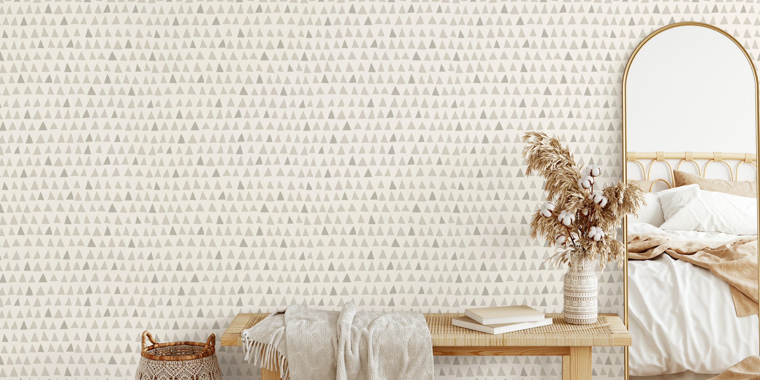 Up and Down beige grey sand wallpaper in room