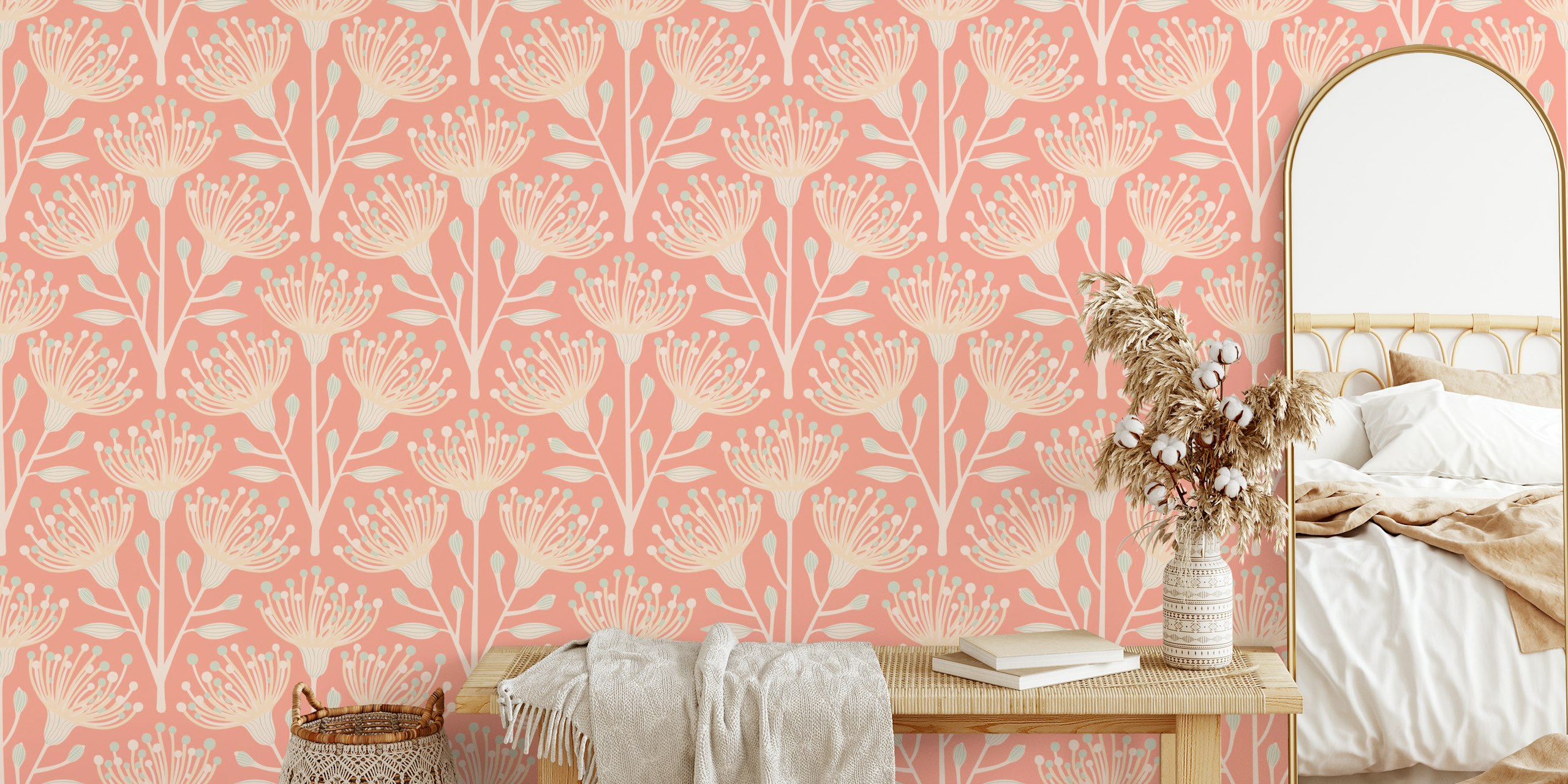 Eucalyptus Floral Botanical wallpaper in a room
