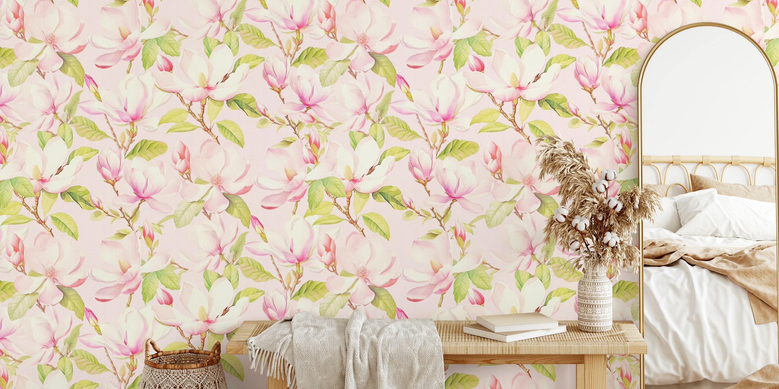 Vintage Spring Flowers Magnolia Garden papel de parede