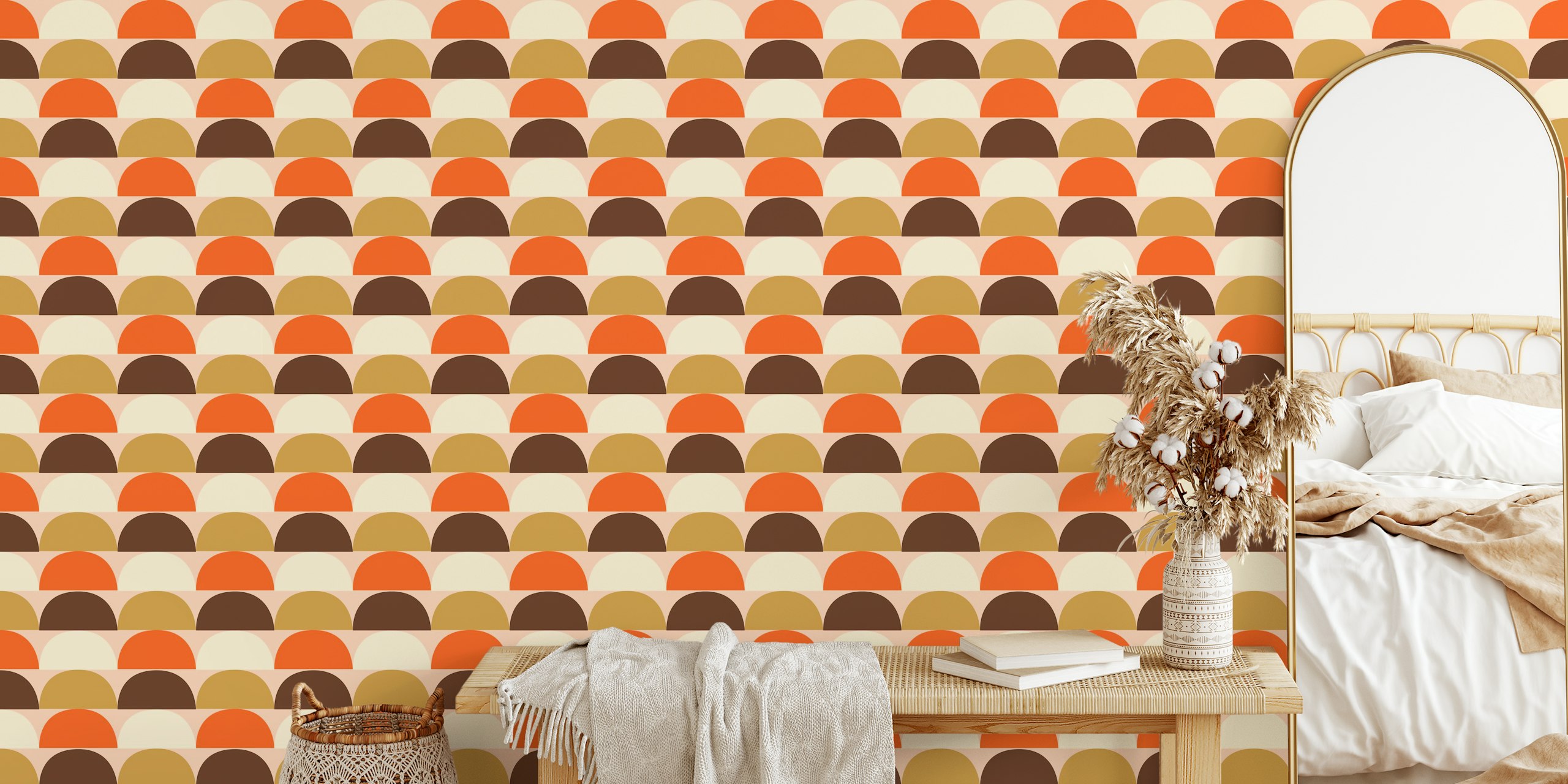 Mindfulness Mid Mod Cups Pink wallpaper in a room