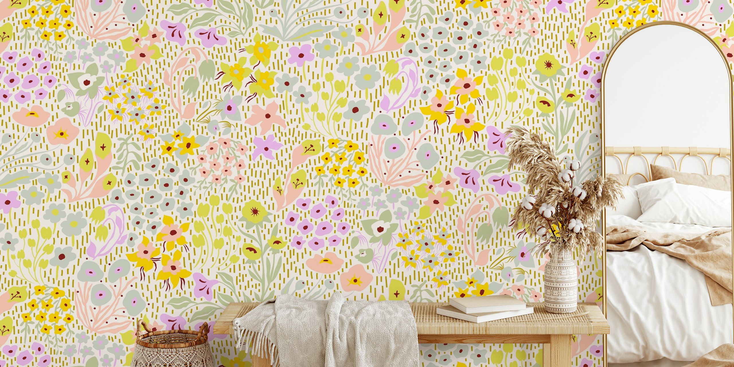 Cvjetni tapet Buttercup Garden u sobi
