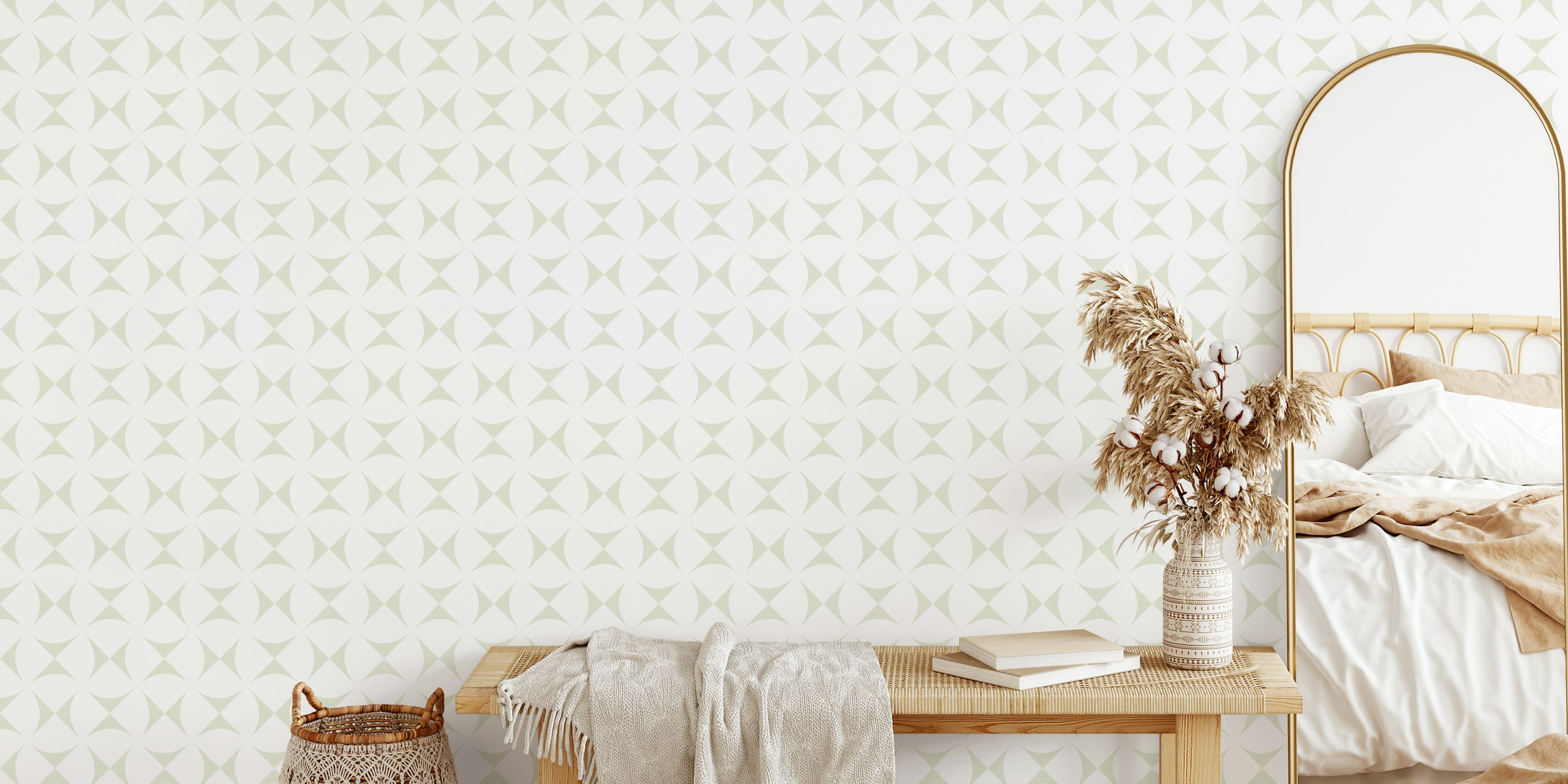 Abstract green geometric pattern wall mural