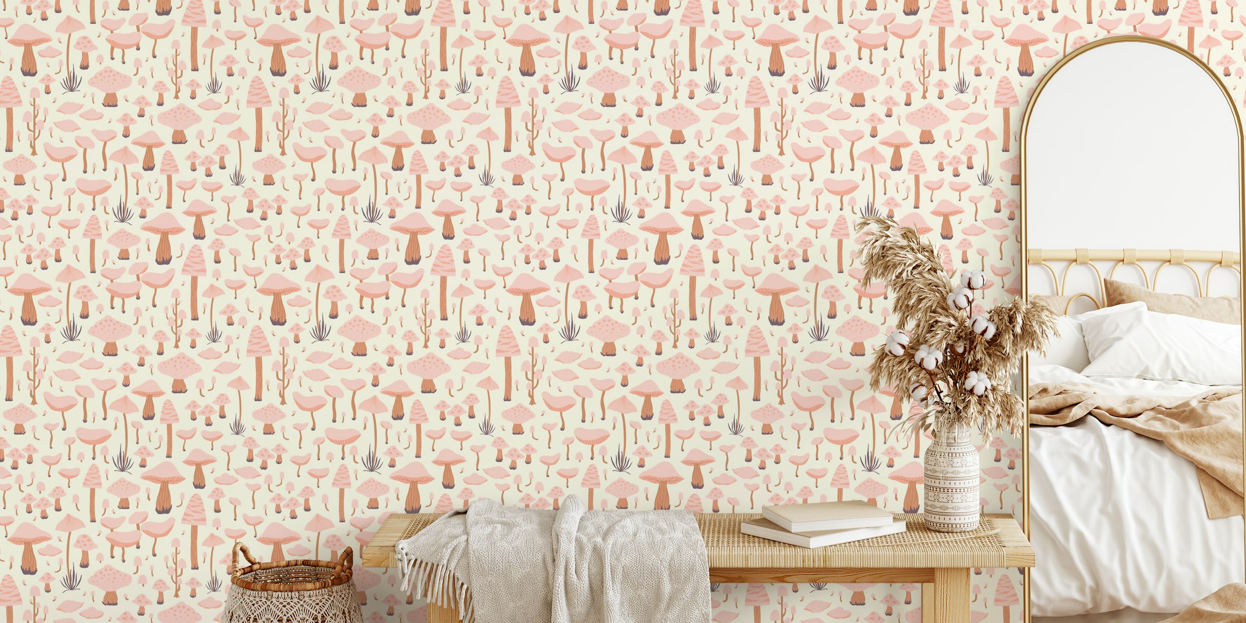 Design de papier peint Cute Little Mushrooms dans une pièce