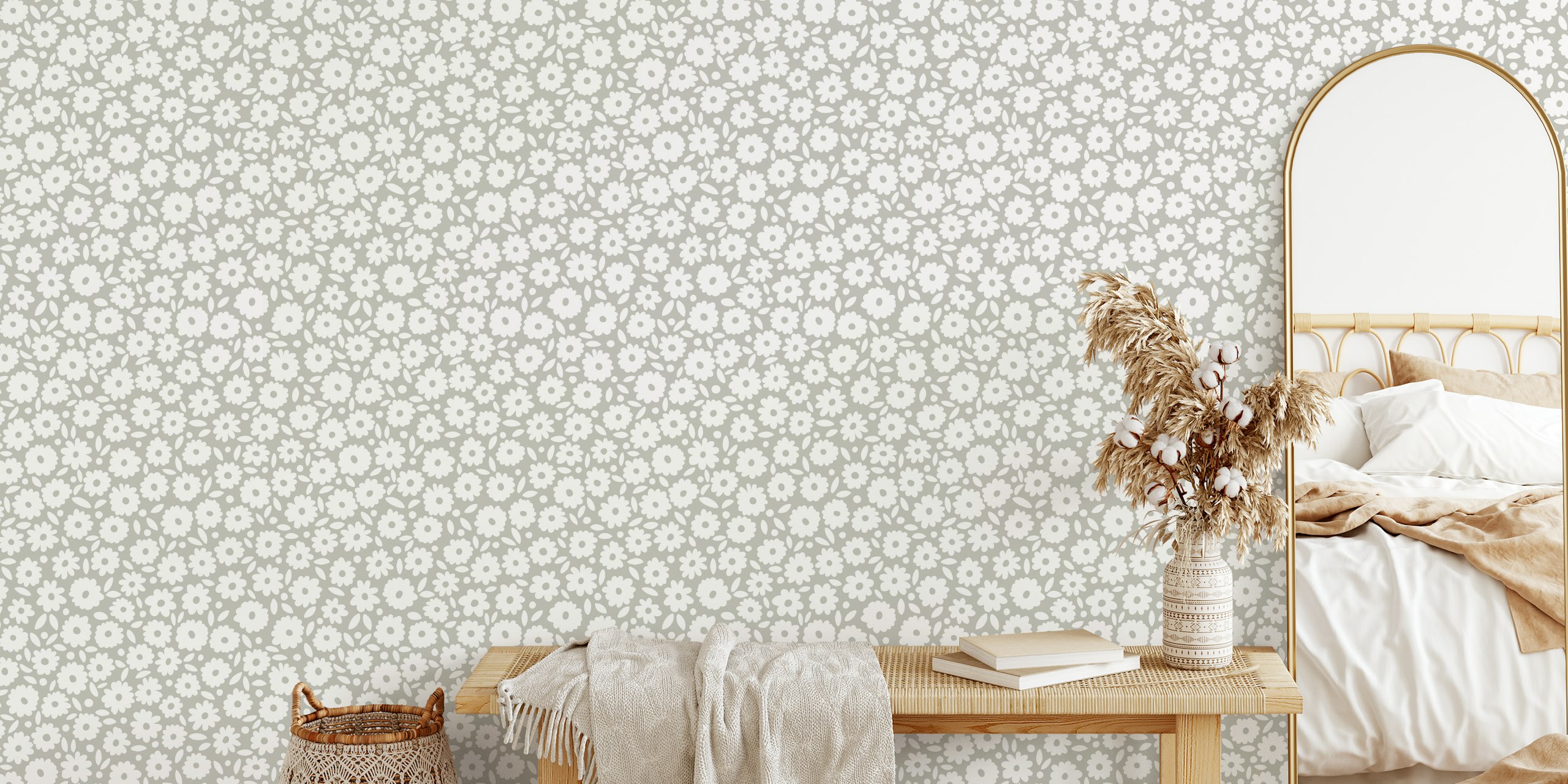 White daisy flowers on gray background wallpaper