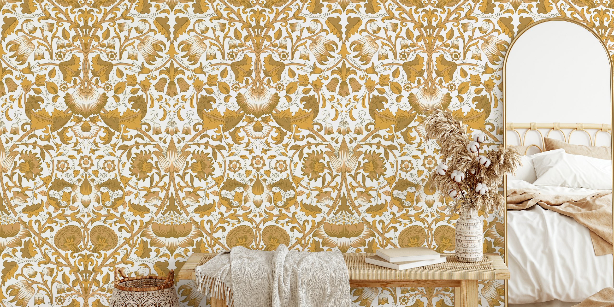 Victorian Lodden pattern 12 papel de parede em um quarto