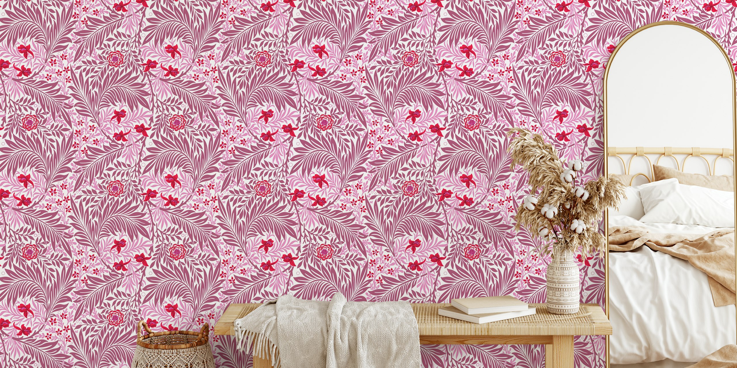 Victorian Larkspur pattern wallpaper in interior
