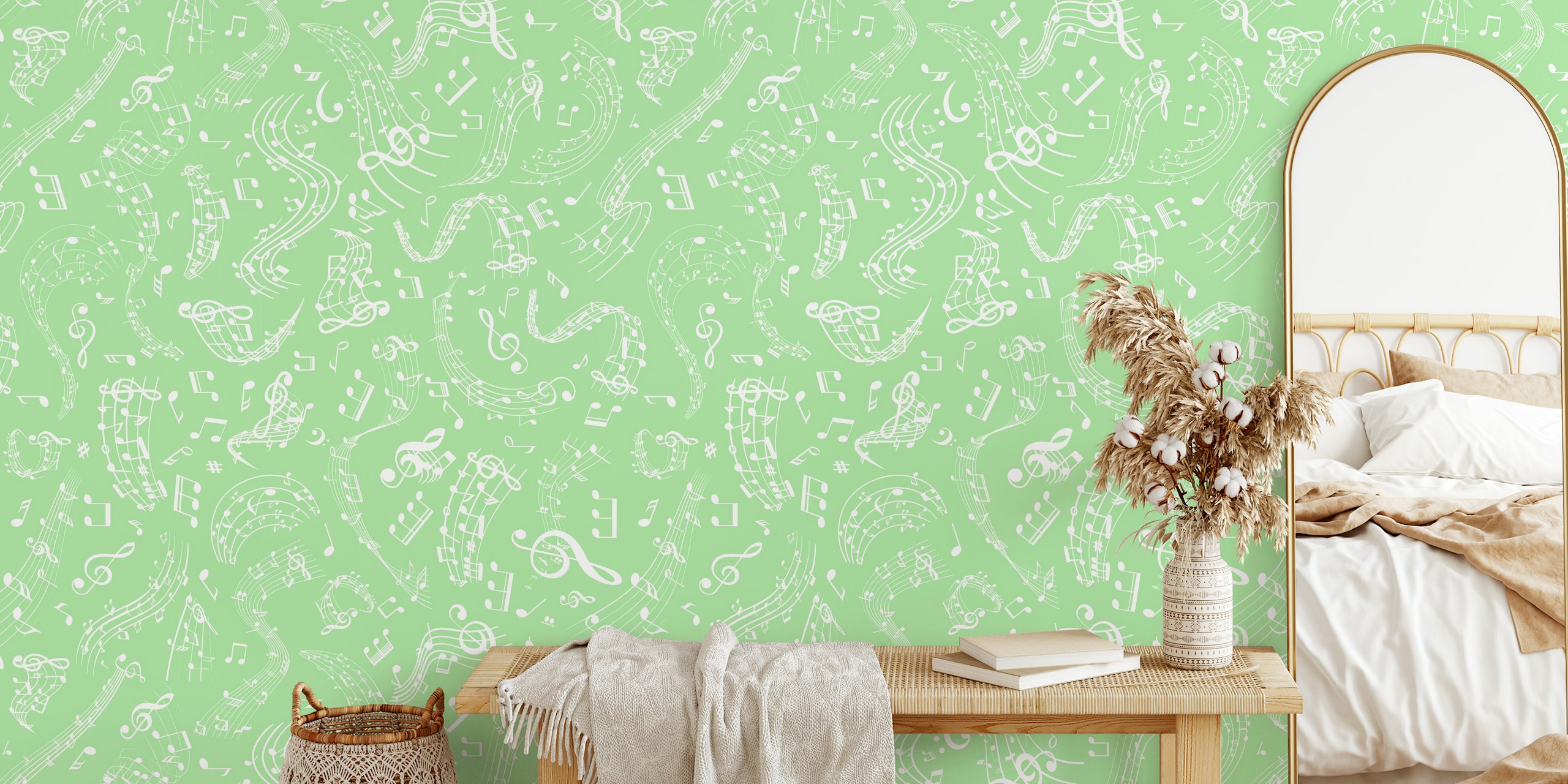 Tapeta Music Notes w Granny Smith Apple Green