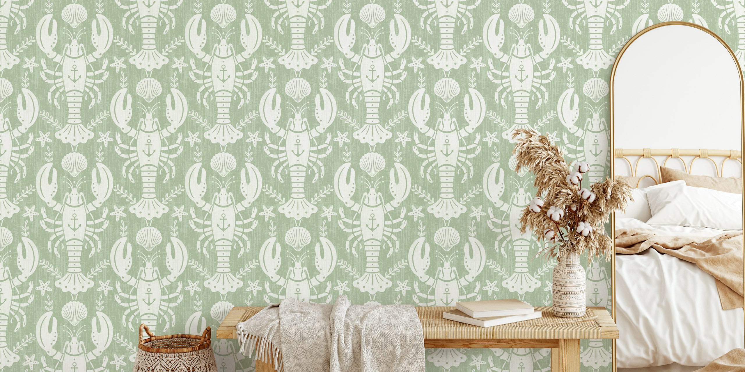 Sage Green Lobster with Anchor 1 - Large i ett rum