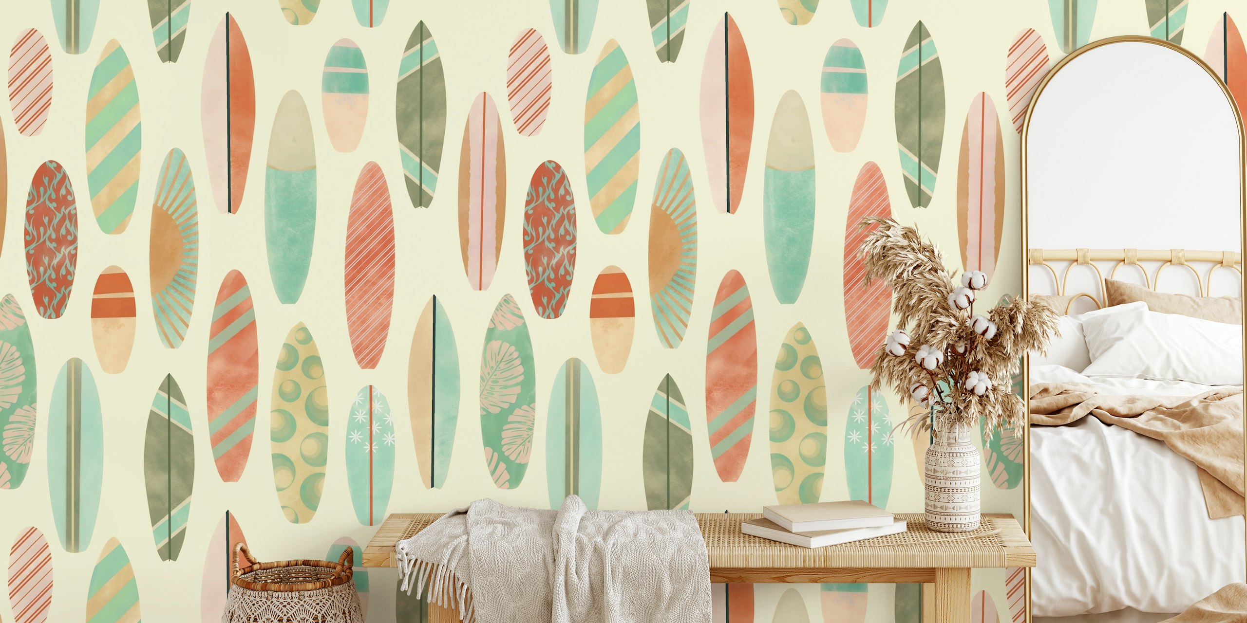 papel de parede Surf Vintage Vibe em um quarto