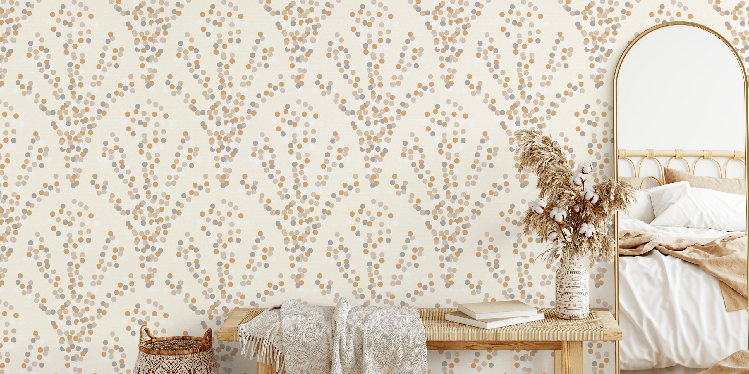 Beige confetti pattern wallpaper with dotted design