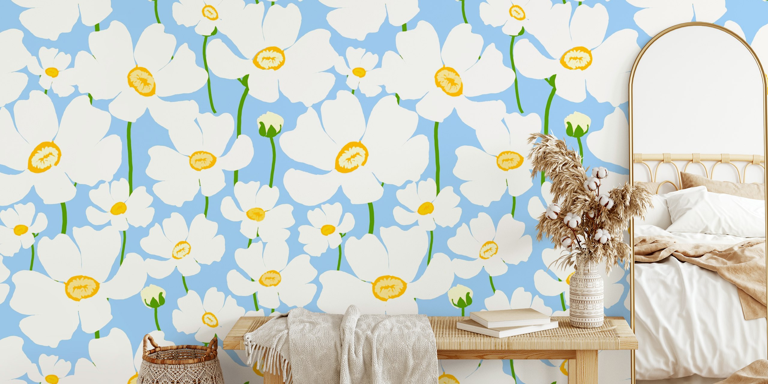 Buttercup field wallpaper in a room