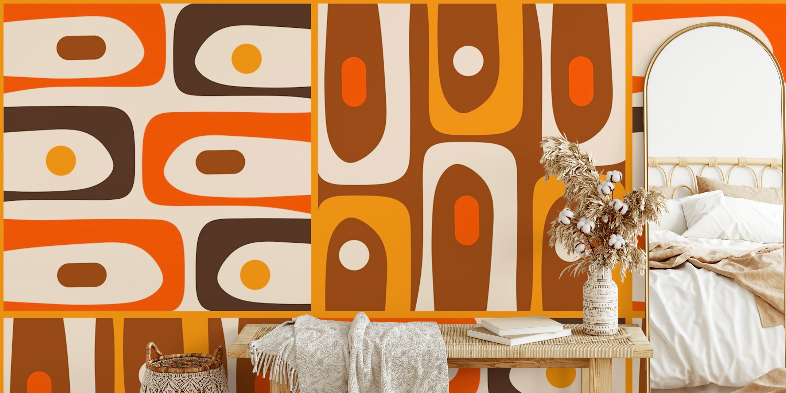 Mid Century Modern Piquet wallpaper in room