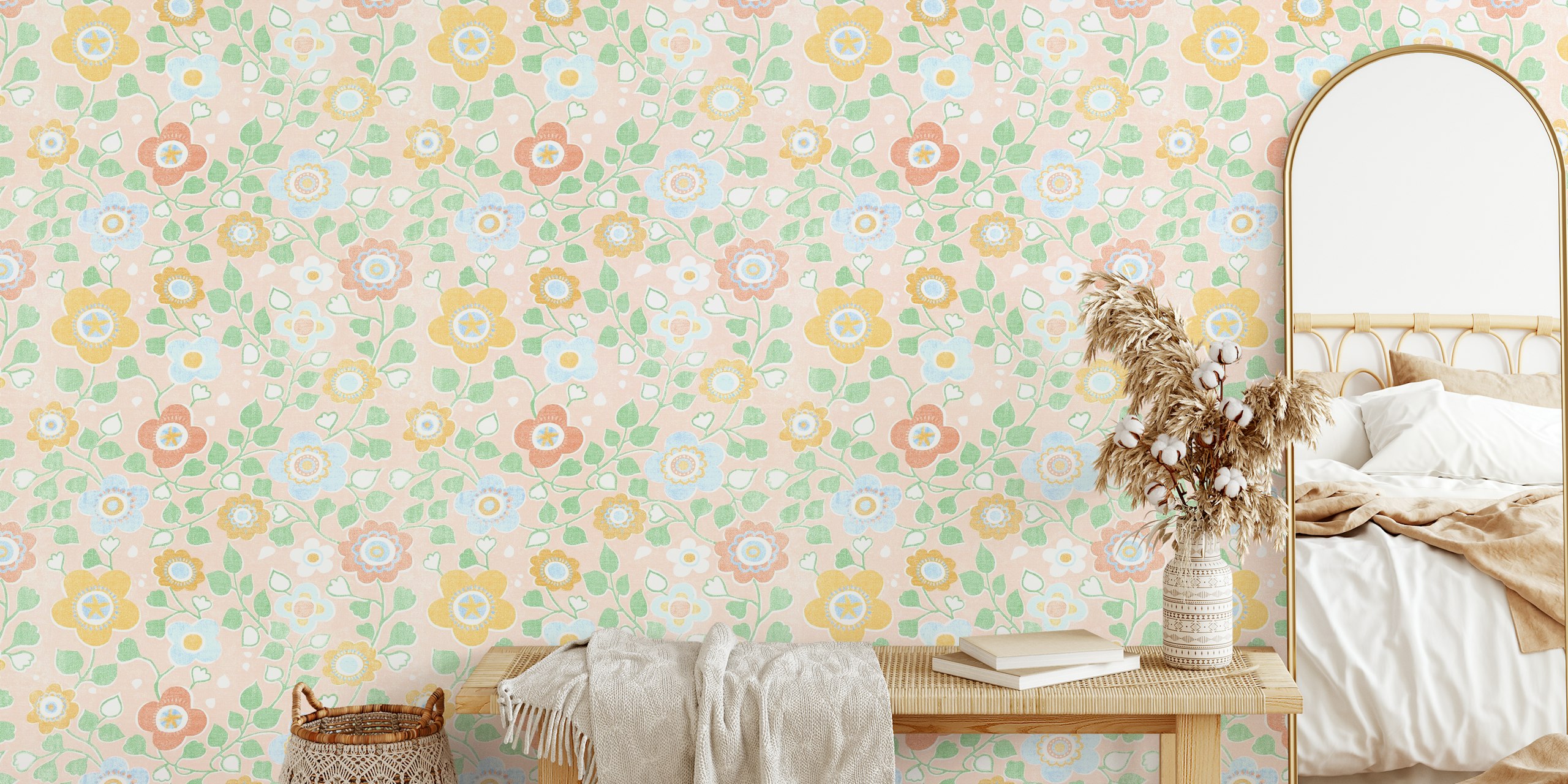 Simply Boho wallpaper design in powder pink