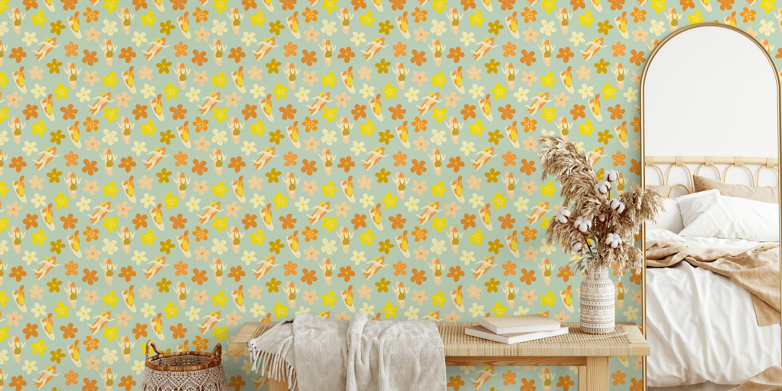 Lost in paradise floral wallpaper in a room