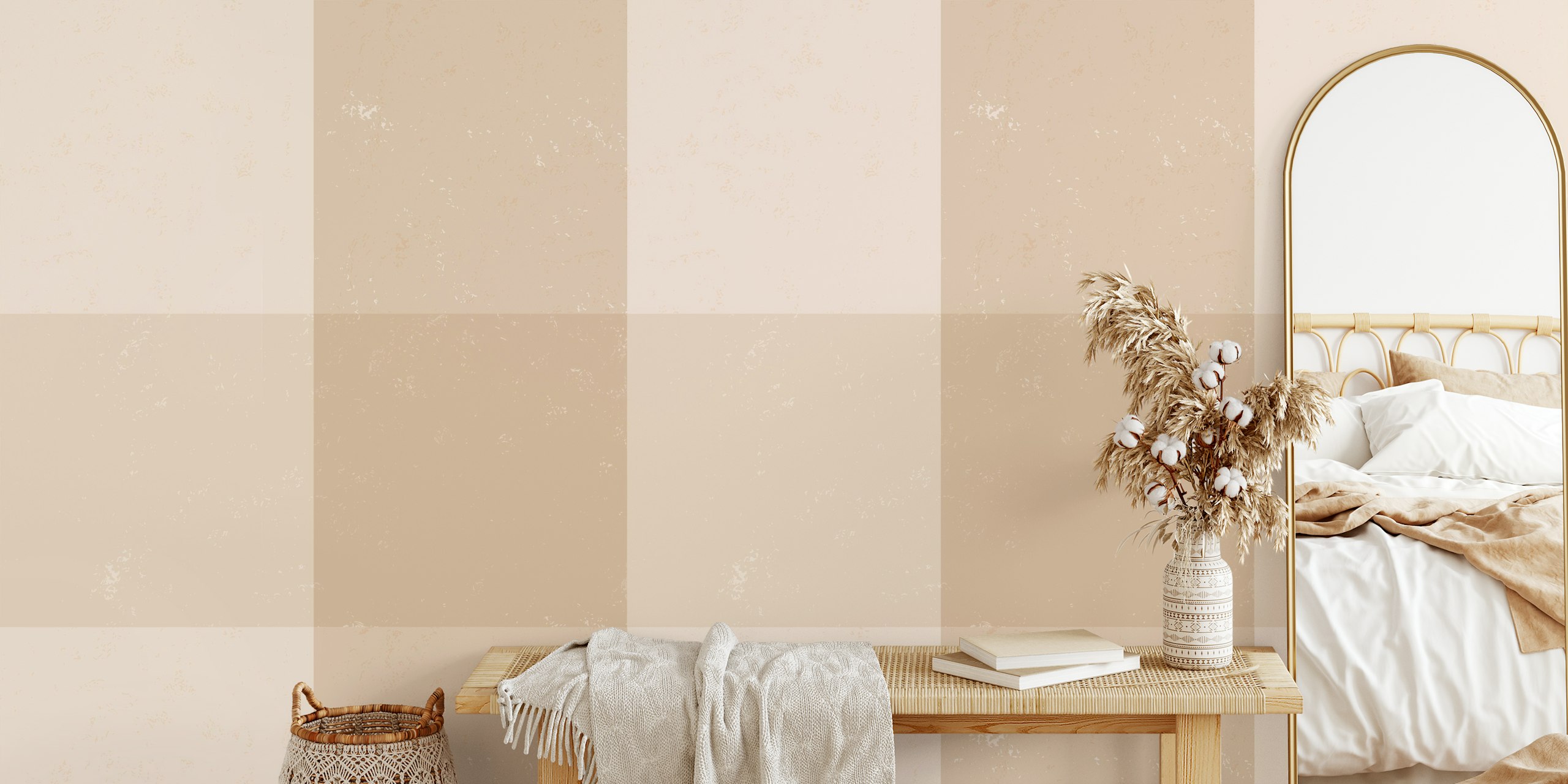 Classic peachy Gingham kockovaný design tapety