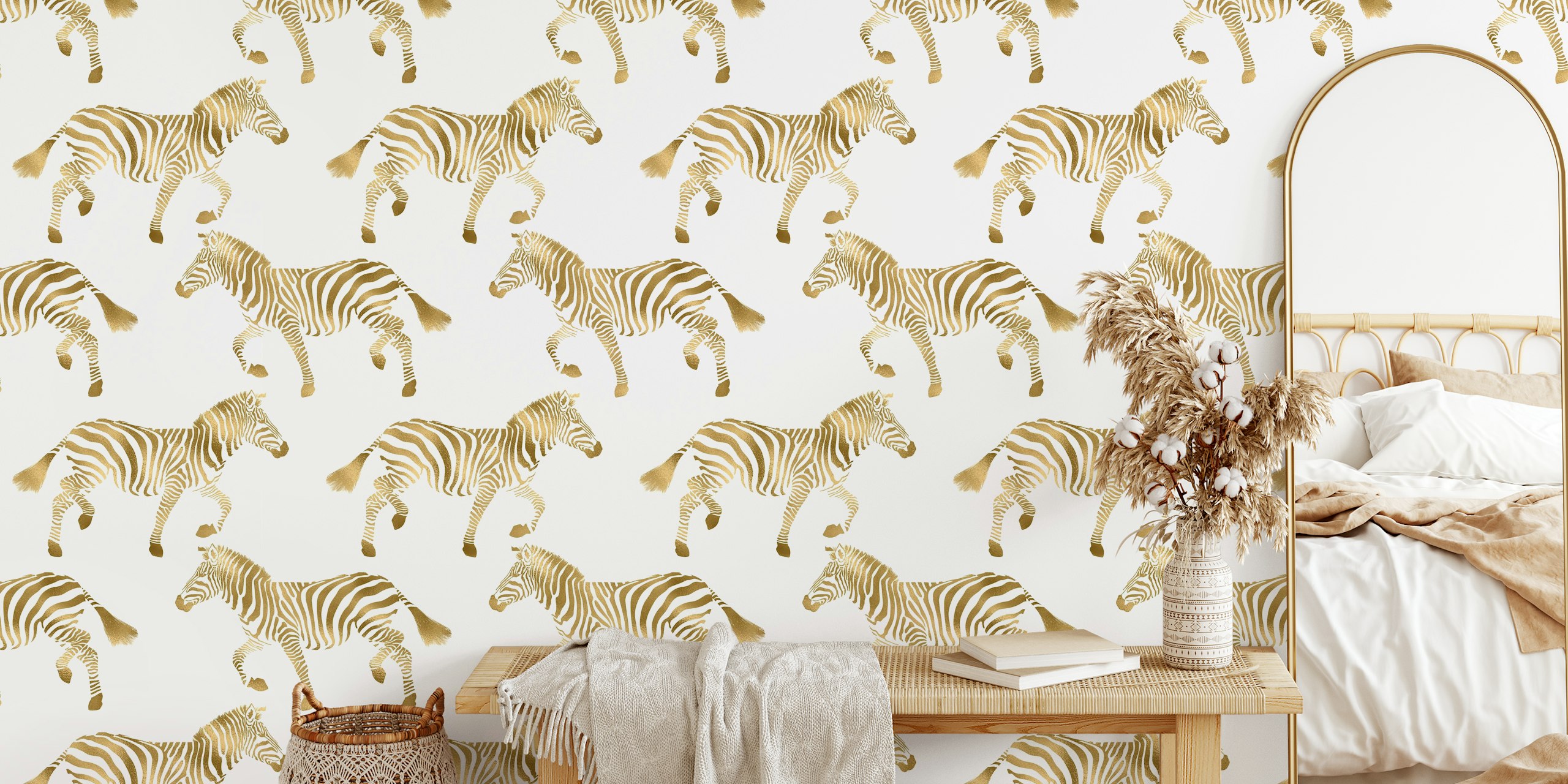 Zebra wallpaper displayed in a room