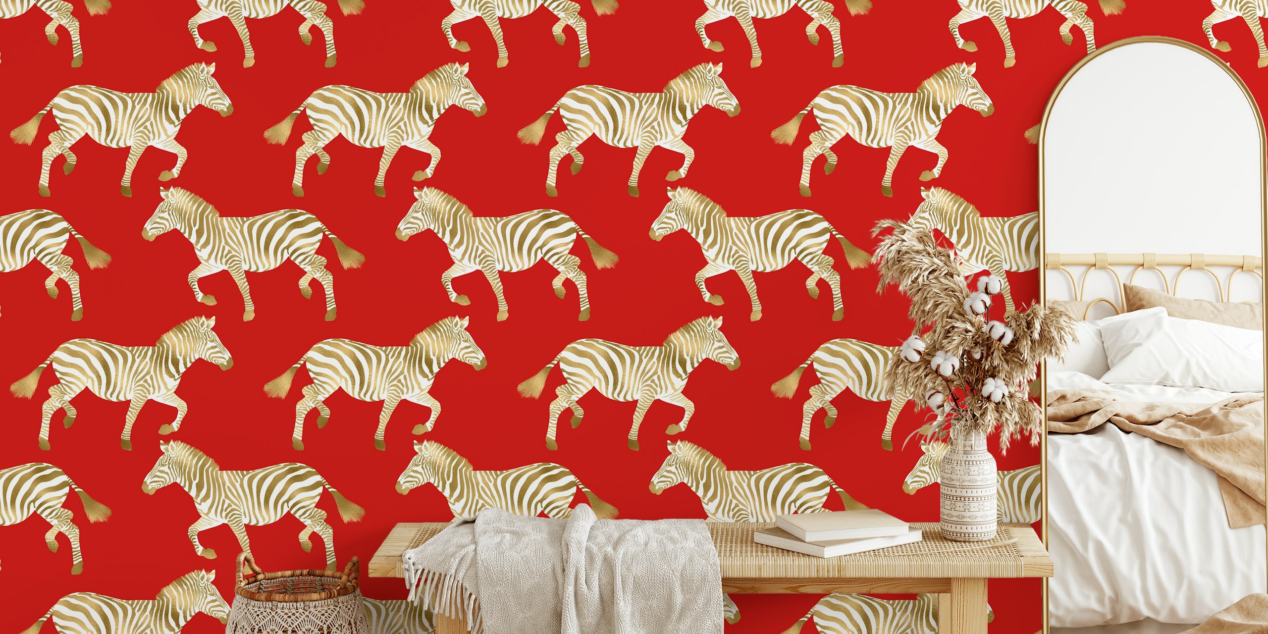 Esposizione di Zebra wallpaper in una stanza