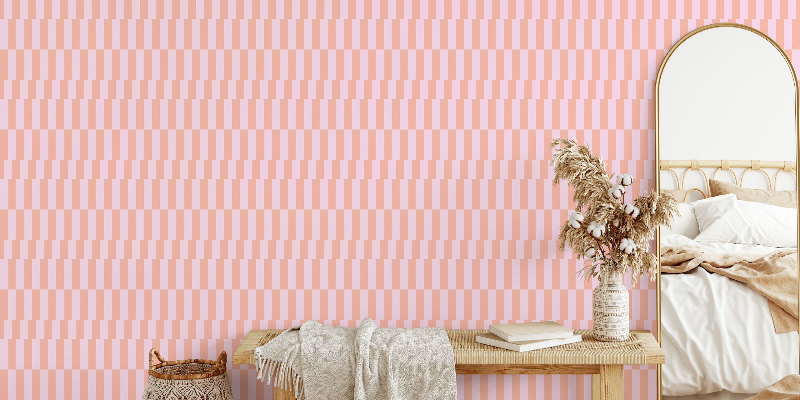 New Stripes Apricot tapet i et rum