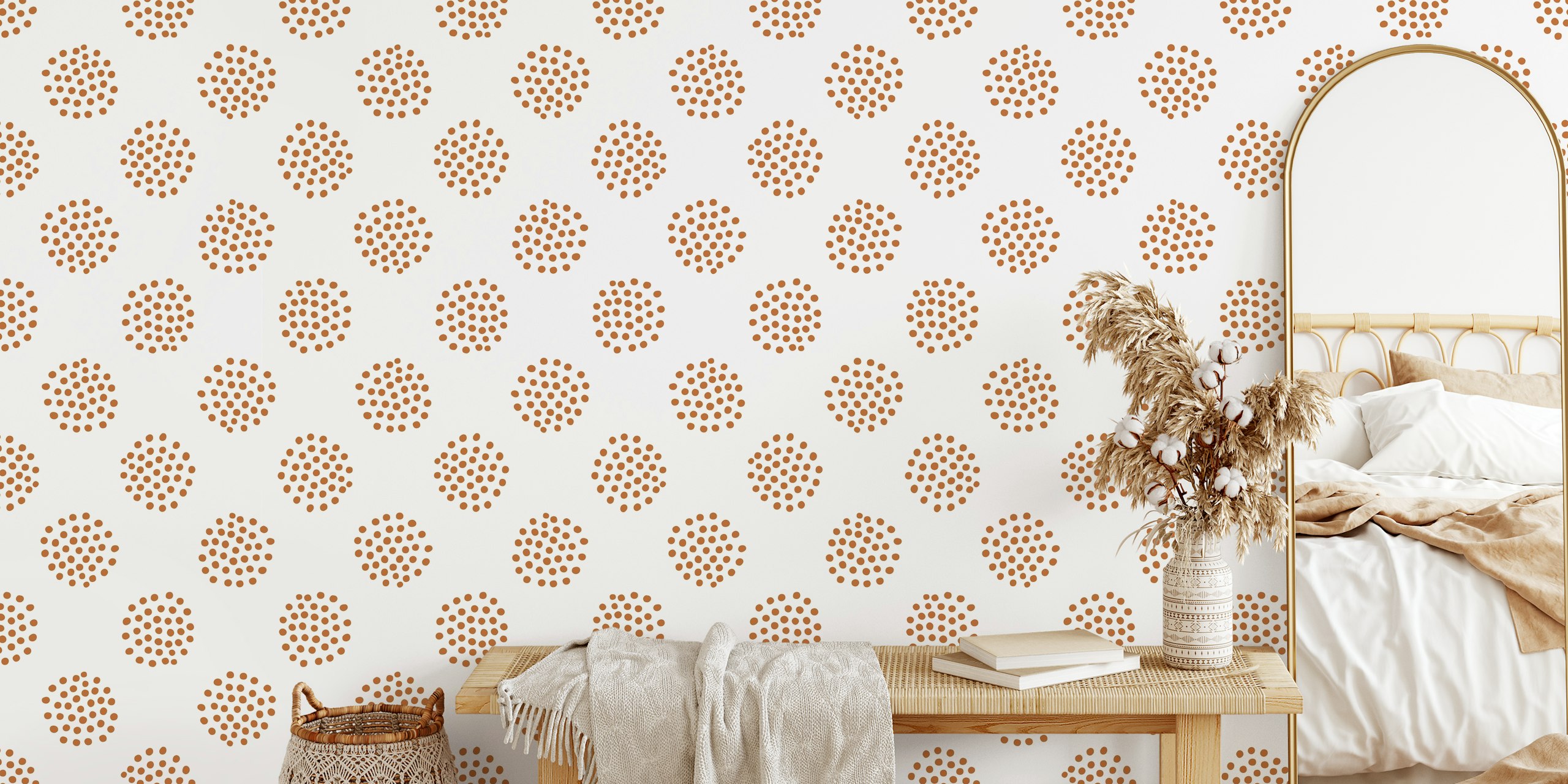 Dotty Dots boho brown tapet i et rom