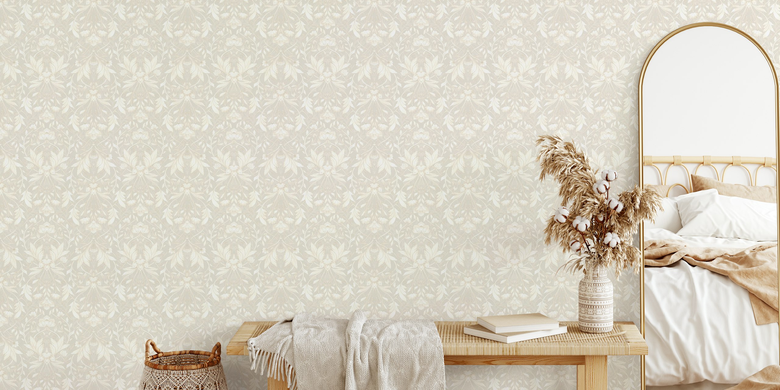 Morris Victorian Florals Neutral I wallpaper in a room