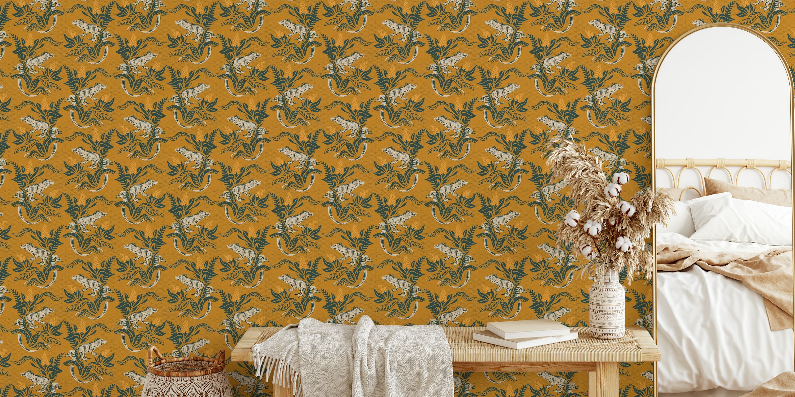 Iguana Oasis wallpaper in a room setting