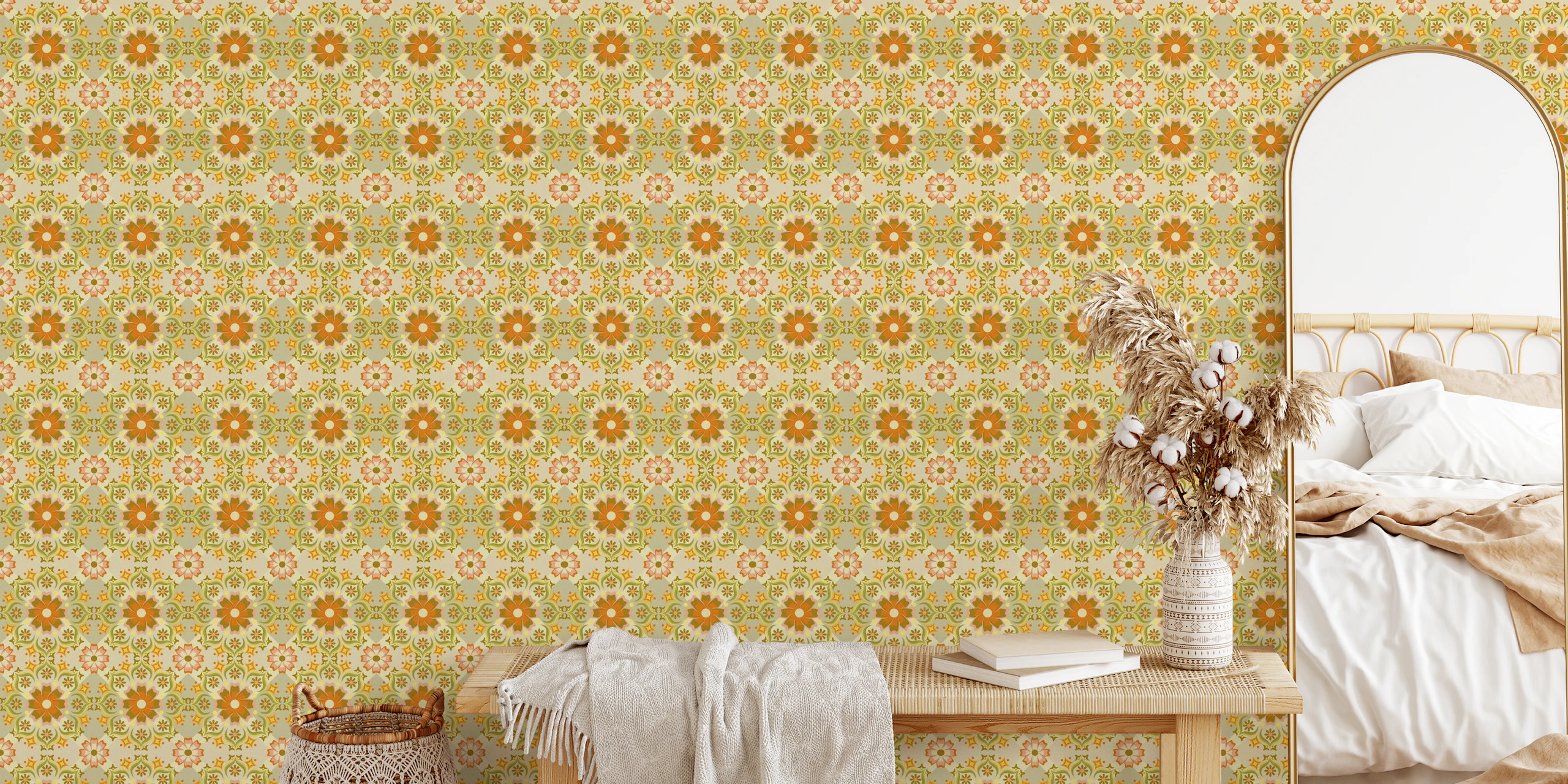 Retro Vintage Tiled Wallpaper - Happywall