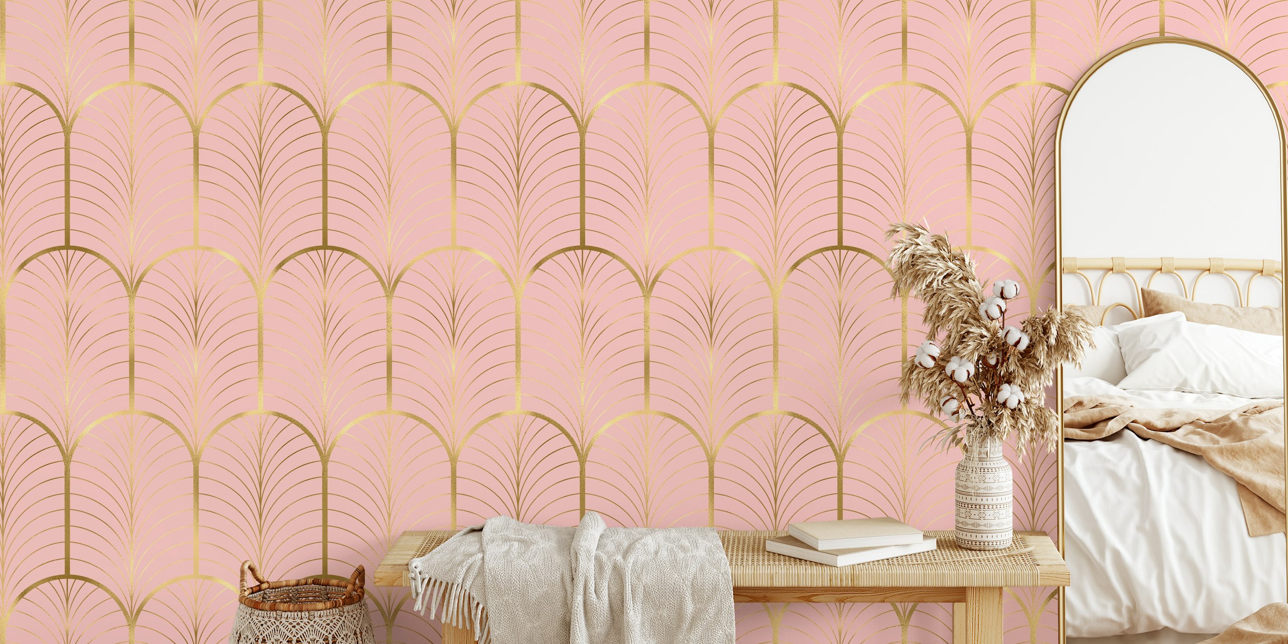 Art Deco goud en roze ontwerp