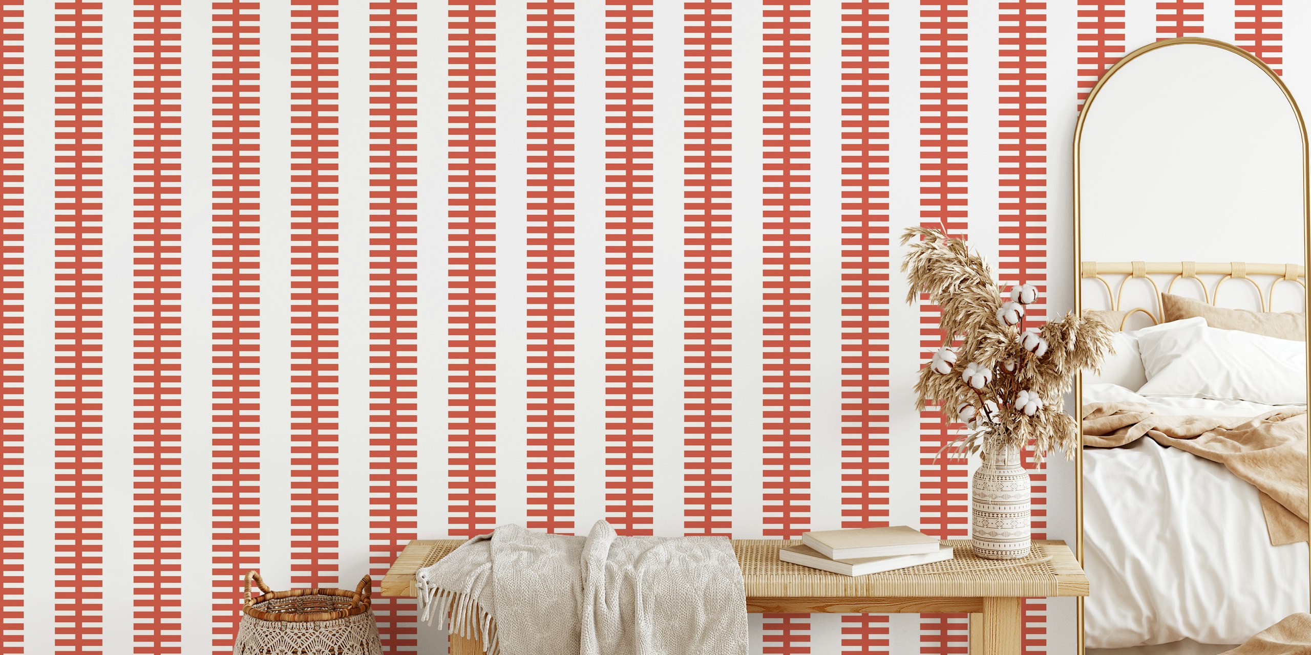 Ταπετσαρία με γεωμετρικό μοτίβο ρίγες στο δωμάτιο