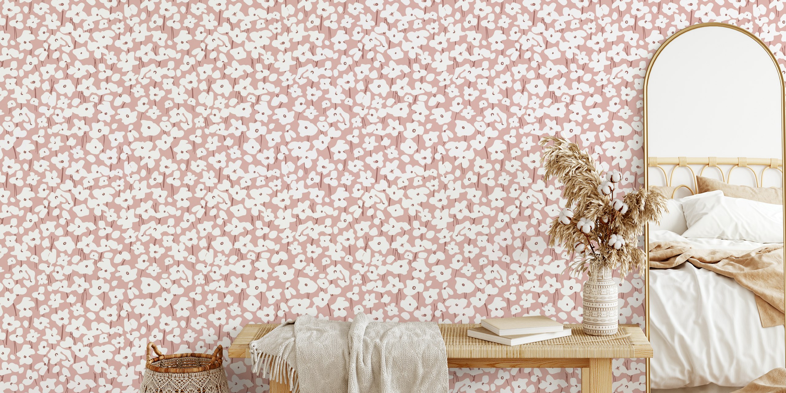 Floral Pattern Anna moody pink wallpaper in a room