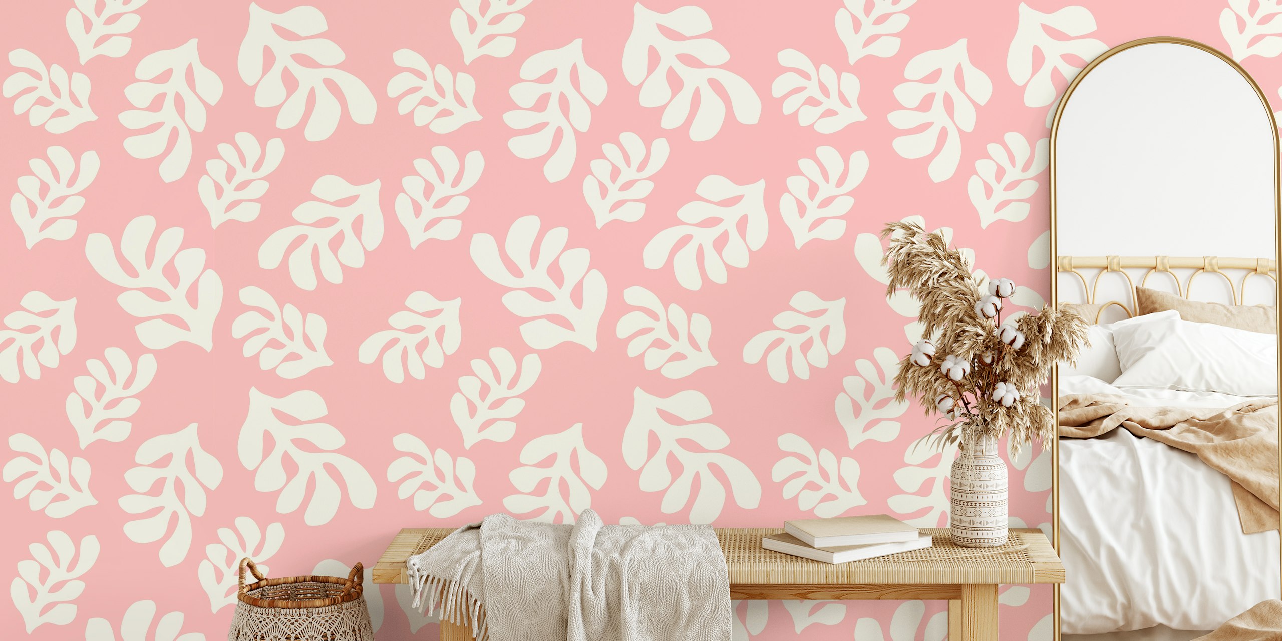 Pink Matisse art wallpaper in a room