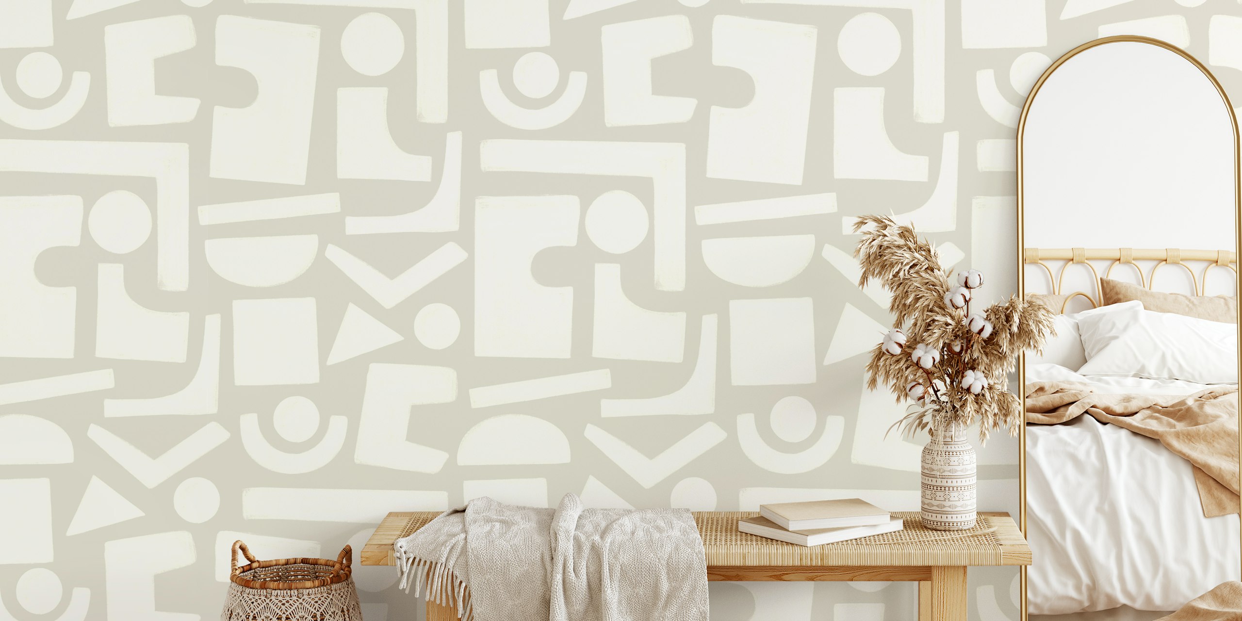 Light gray geometric shapes wallpaper with abstract patterns