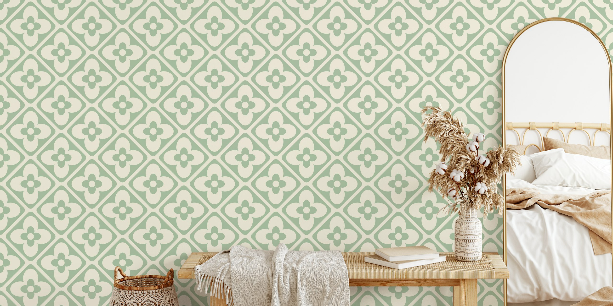 Art Deco Floral Chic Wallpaper in a room