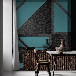 Teal Black Geometric Abstract