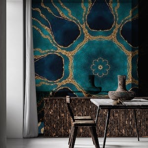 Turquoise Gold Marble Tiles 3