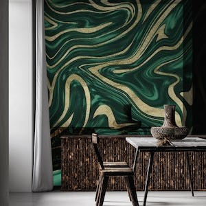 Green Black Gold Marble 1