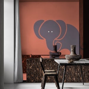 Coral orange kids room decor taupe elephant