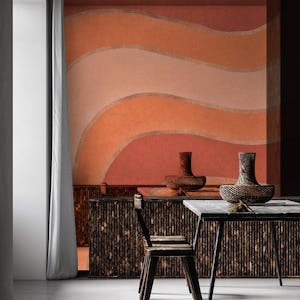 Warm Waves Mid Century Abstract Stripes Ombre