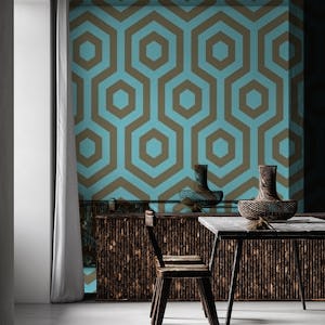 Turquoise Taupe Hexagon Pattern