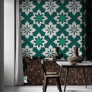 Morrocan abstract floral pattern forest green