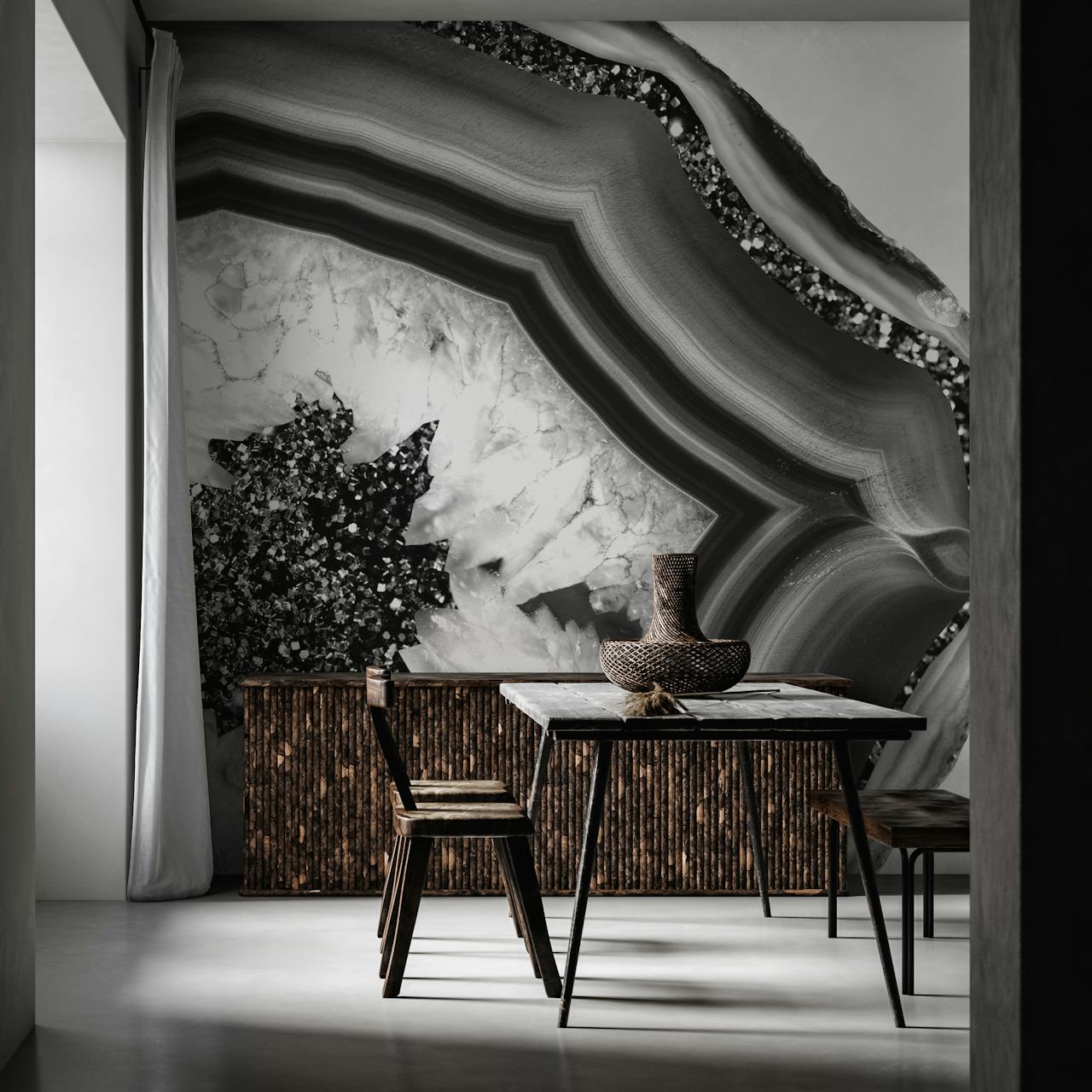 BW Agate Black SilverGlitter tapet i ett rum