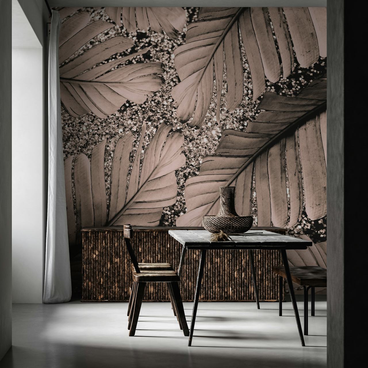 Banana leaves with glitter background wallpaper