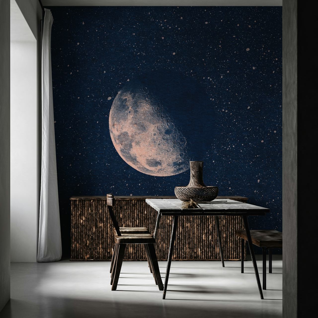 Papel tapiz Half Moon en una habitación elegante