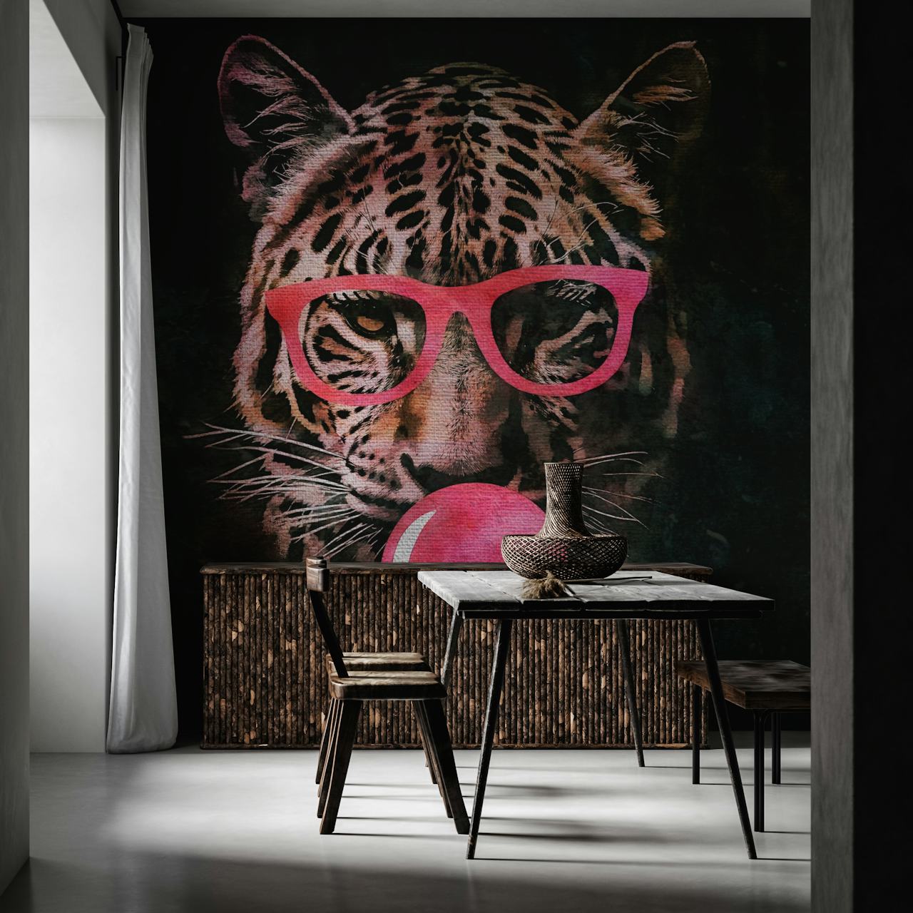 Jungle beast design wallpaper in a room