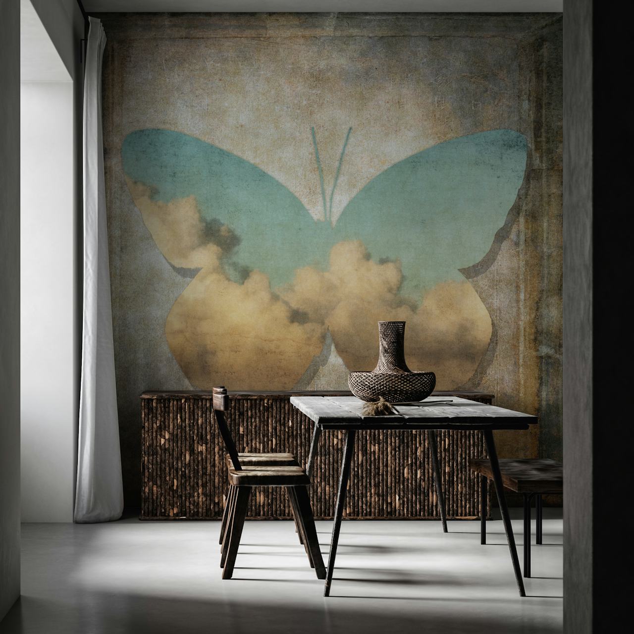 Carta da parati design Heavenly Butterfly in una stanza