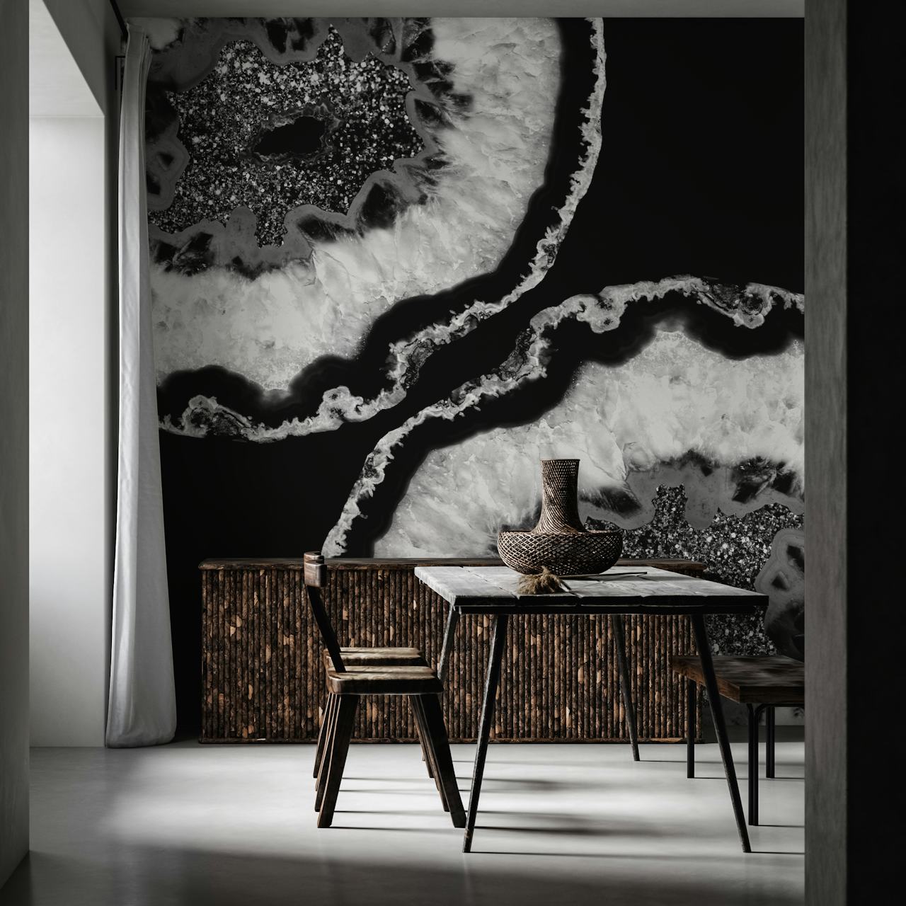Gray Black White Agate 7 σχέδιο ταπετσαρίας