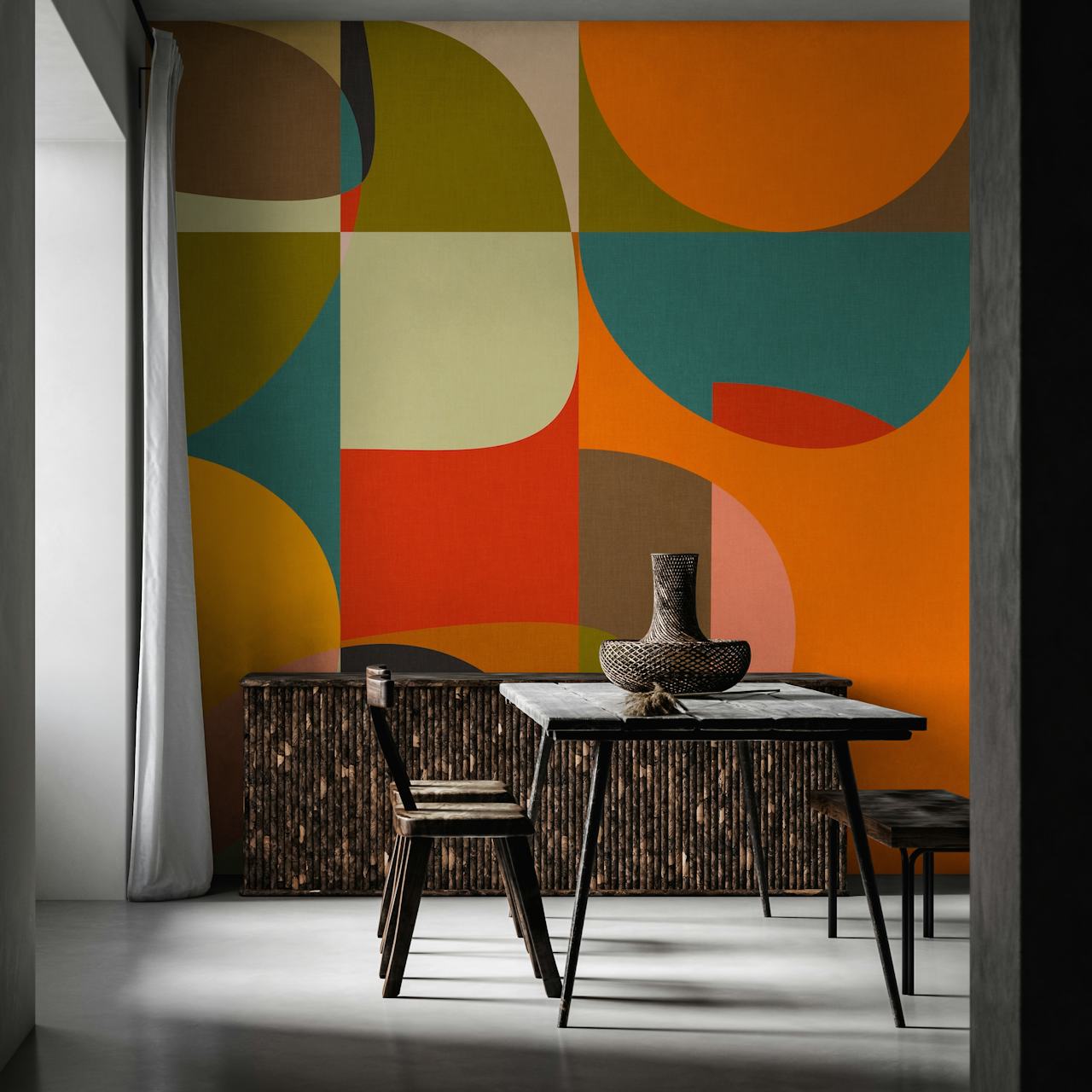 Mid Century Modern Shapes tapet i et rum