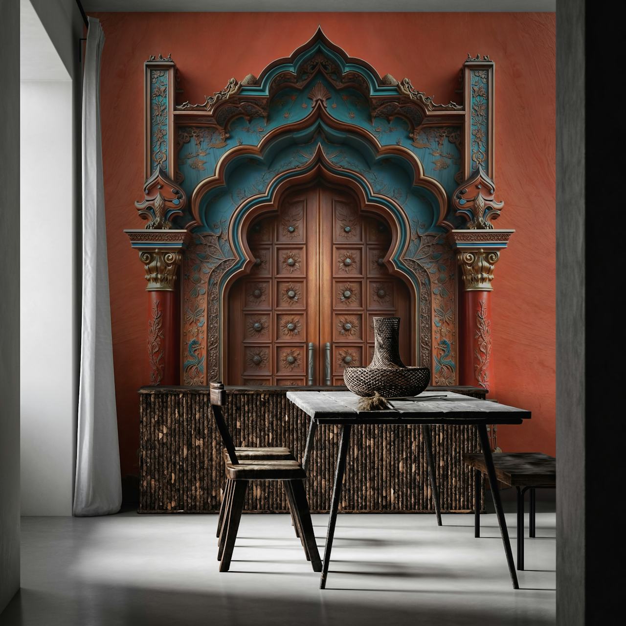 Royal Entrance Elegance wallpaper weergegeven in een kamer